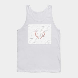 Rose gold antlers - soft white marble Tank Top